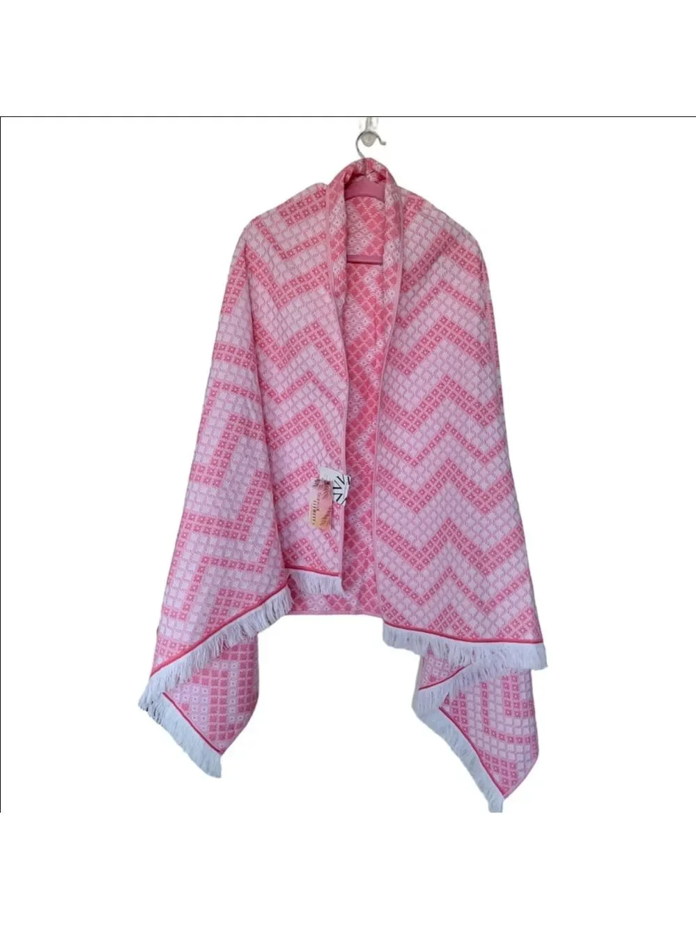 Pink and White Chevron Beach Towel